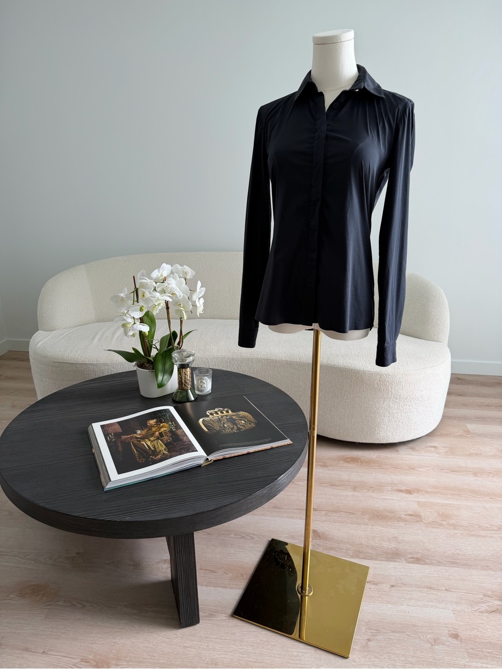 Versace Black Stretch Button Front Blouse Long Sleeve IT 38 Made in Italy - Picture 11 of 15